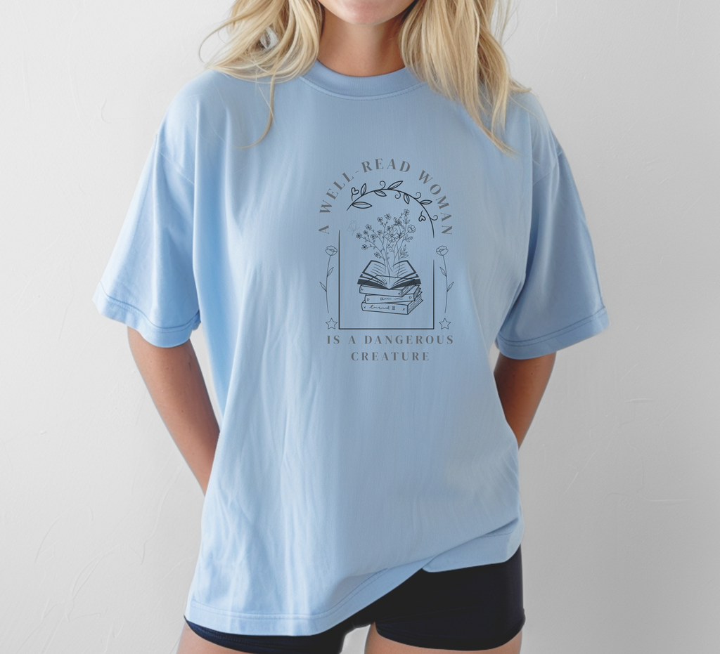 Well Read Woman Is a Dangerous Creature” Shirt – Book Lover Quote Tee, Cotton Tee
