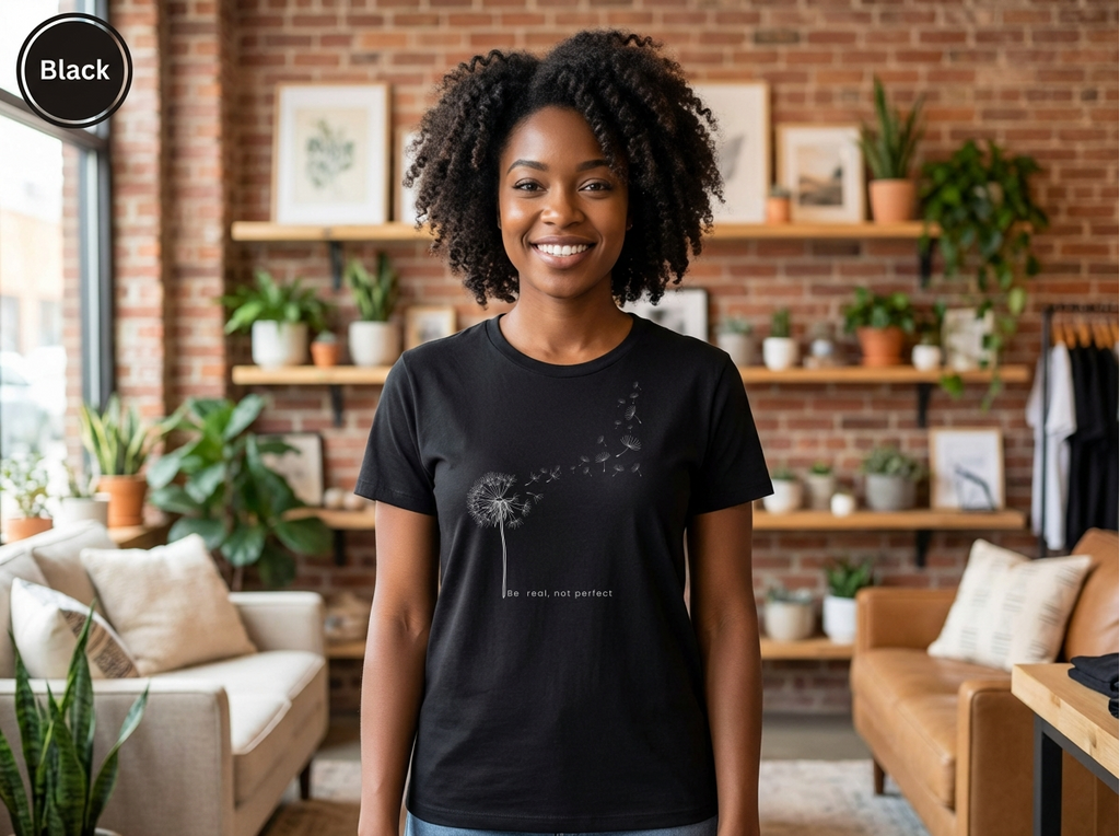 Confidence|Be Real Not Perfect Tee|Positive Mindset Shirt|Aesthetic Self Love Graphicex Heavy Cotton Tee