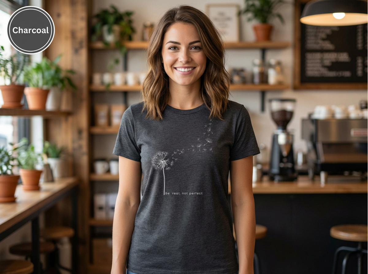 Confidence|Be Real Not Perfect Tee|Positive Mindset Shirt|Aesthetic Self Love Graphicex Heavy Cotton Tee