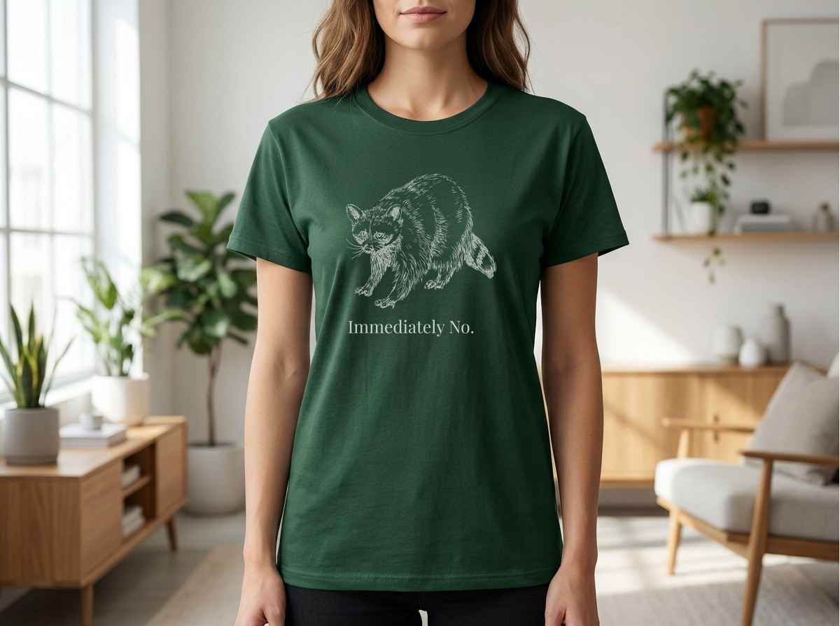 Immediately No Raccoon Shirt, Funny Boundary Setting T-Shirt, Confidence Quote Graphic Tee, Unisex Gildan 5000 Heavy Cotton, Gift for Her