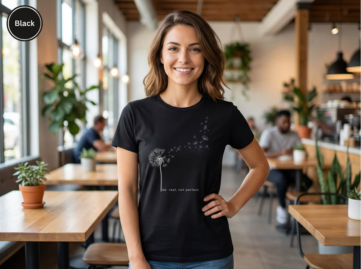 Confidence|Be Real Not Perfect Tee|Positive Mindset Shirt|Aesthetic Self Love Graphicex Heavy Cotton Tee