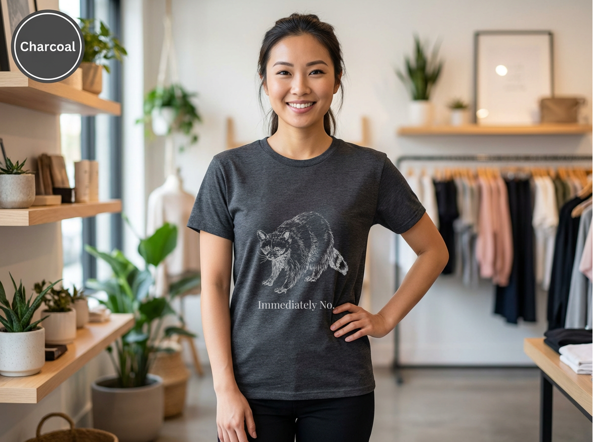Immediately No Raccoon Shirt, Funny Boundary Setting T-Shirt, Confidence Quote Graphic Tee, Unisex Gildan 5000 Heavy Cotton, Gift for Her