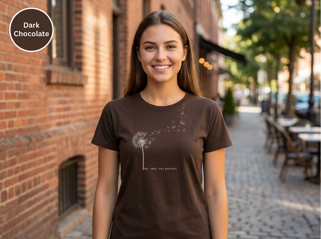 Confidence|Be Real Not Perfect Tee|Positive Mindset Shirt|Aesthetic Self Love Graphicex Heavy Cotton Tee