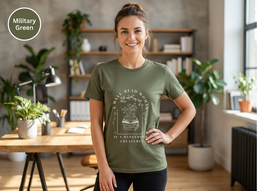 Well Read Woman Is a Dangerous Creature” Shirt – Book Lover Quote Tee, Cotton Tee