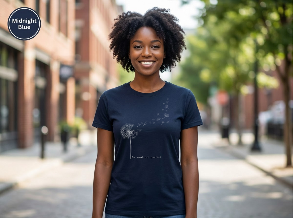 Confidence|Be Real Not Perfect Tee|Positive Mindset Shirt|Aesthetic Self Love Graphicex Heavy Cotton Tee