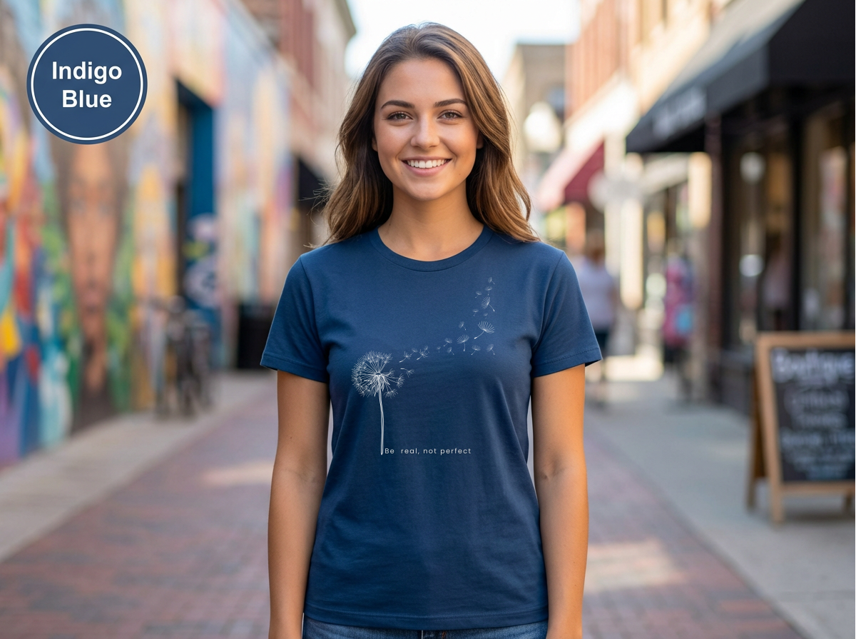 Confidence|Be Real Not Perfect Tee|Positive Mindset Shirt|Aesthetic Self Love Graphicex Heavy Cotton Tee