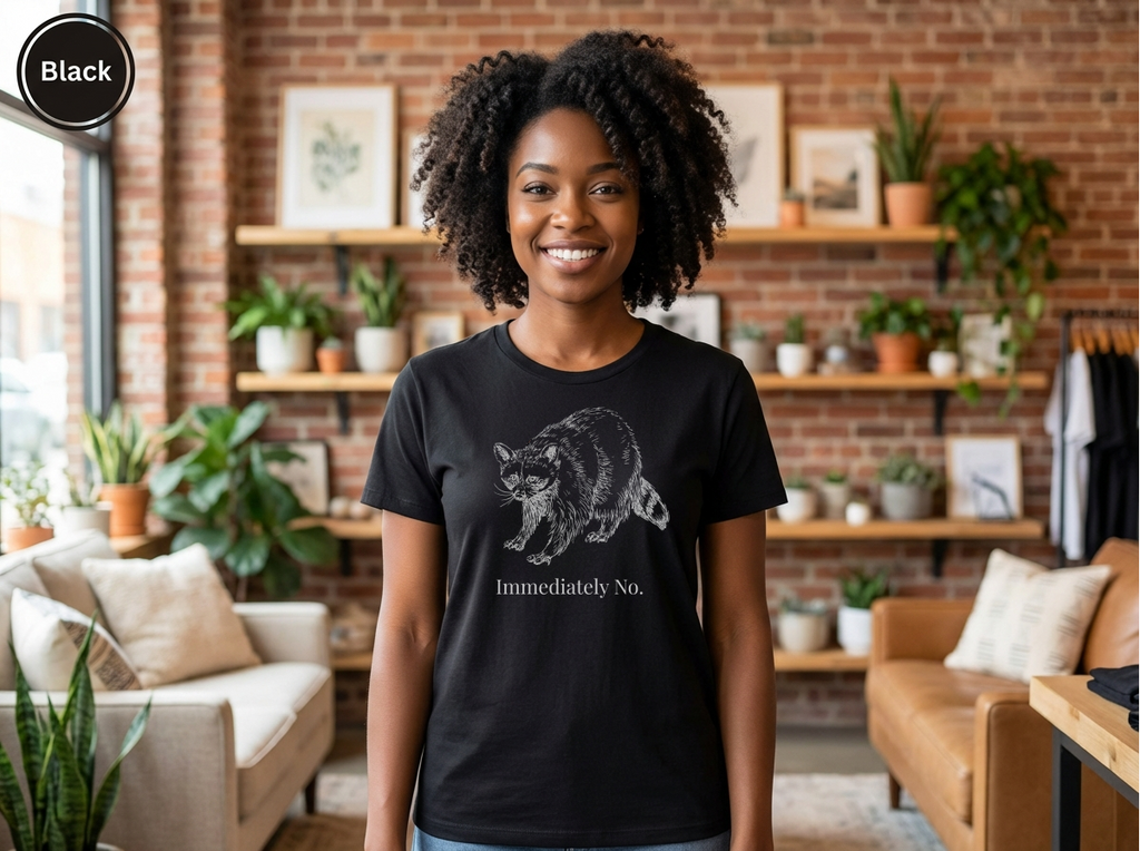 Immediately No Raccoon Shirt, Funny Boundary Setting T-Shirt, Confidence Quote Graphic Tee, Unisex Gildan 5000 Heavy Cotton, Gift for Her