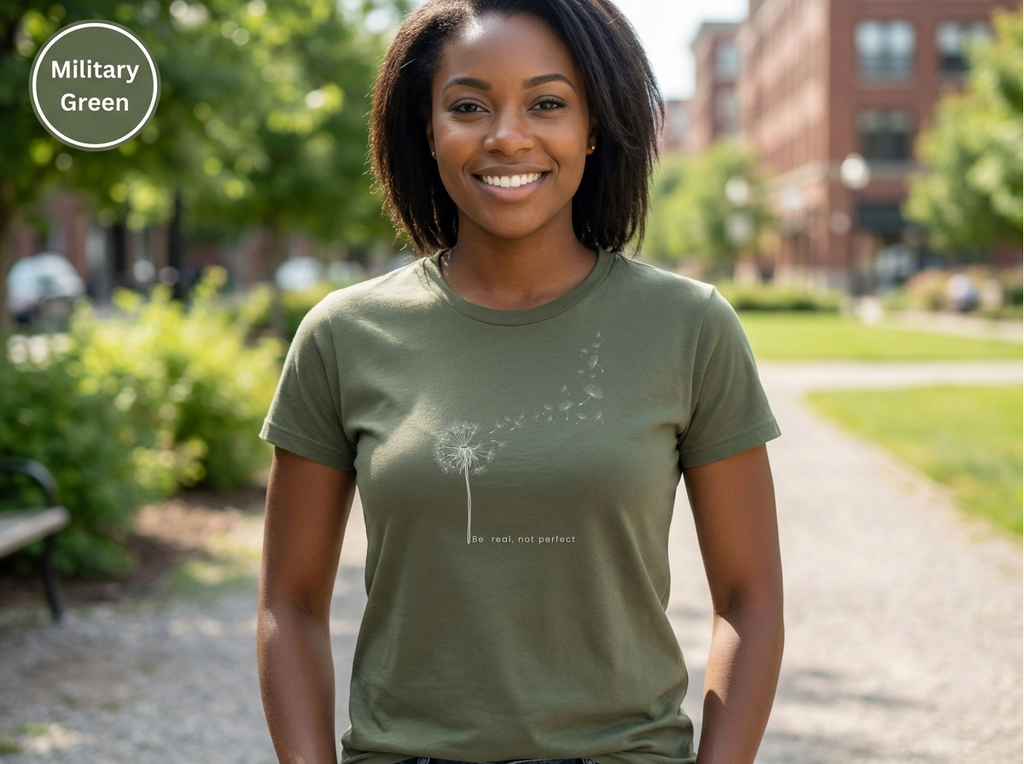 Confidence|Be Real Not Perfect Tee|Positive Mindset Shirt|Aesthetic Self Love Graphicex Heavy Cotton Tee