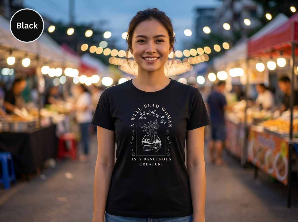 Well Read Woman Is a Dangerous Creature” Shirt – Book Lover Quote Tee, Cotton Tee
