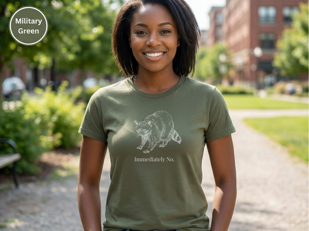 Immediately No Raccoon Shirt, Funny Boundary Setting T-Shirt, Confidence Quote Graphic Tee, Unisex Gildan 5000 Heavy Cotton, Gift for Her