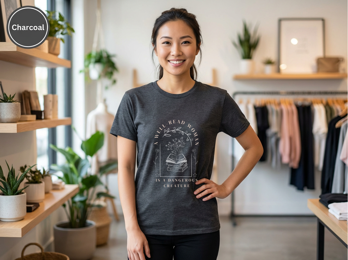 Well Read Woman Is a Dangerous Creature” Shirt – Book Lover Quote Tee, Cotton Tee