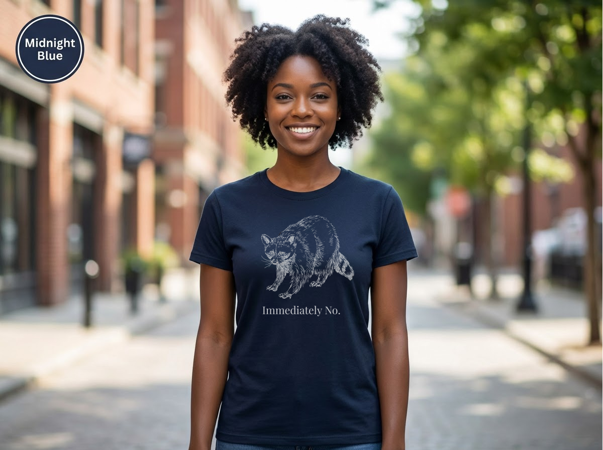 Immediately No Raccoon Shirt, Funny Boundary Setting T-Shirt, Confidence Quote Graphic Tee, Unisex Gildan 5000 Heavy Cotton, Gift for Her