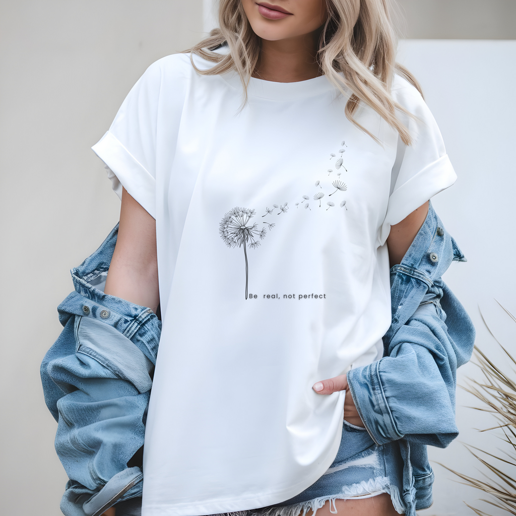 Confidence|Be Real Not Perfect Tee|Positive Mindset Shirt|Aesthetic Self Love Graphic