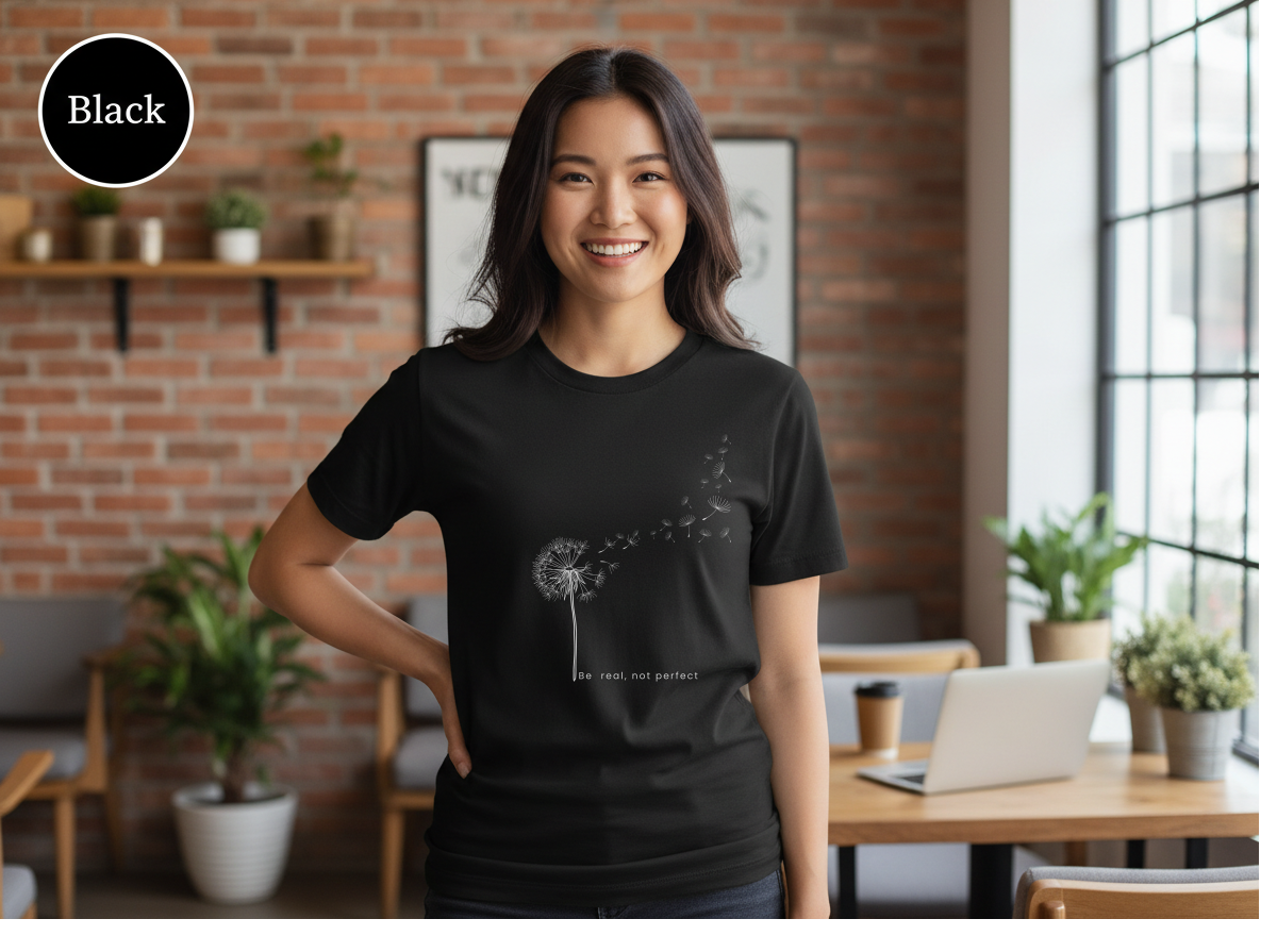 Confidence|Be Real Not Perfect Tee|Positive Mindset Shirt|Aesthetic Self Love Graphicex Heavy Cotton Tee