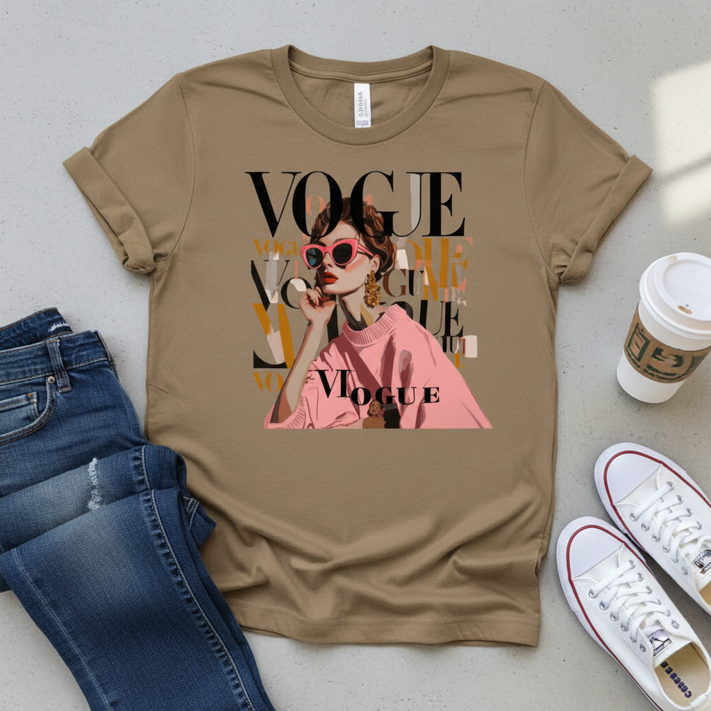 Retro “Vogue” Unisex Classic Tee – Vintage Streetwear Graphic T-Shirt | Confidently Her