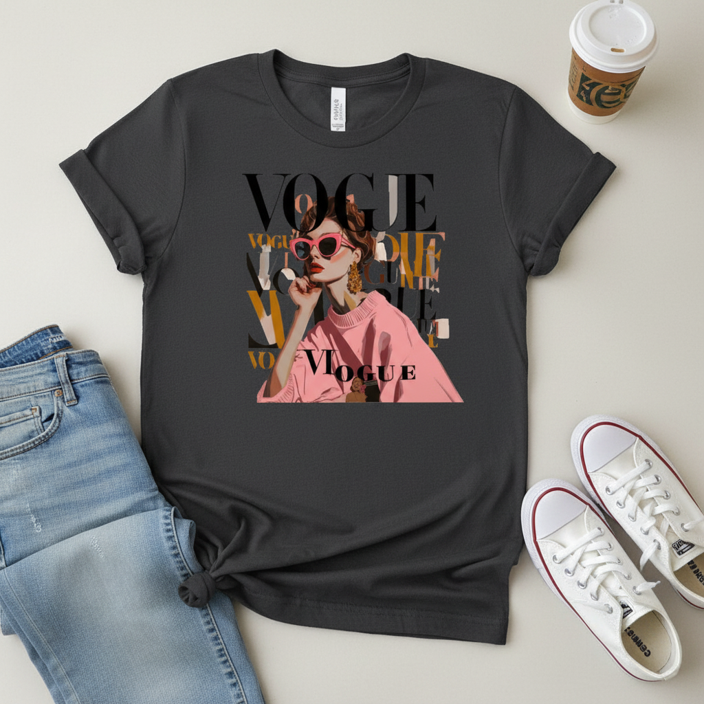 Retro “Vogue” Unisex Classic Tee – Vintage Streetwear Graphic T-Shirt | Confidently Her