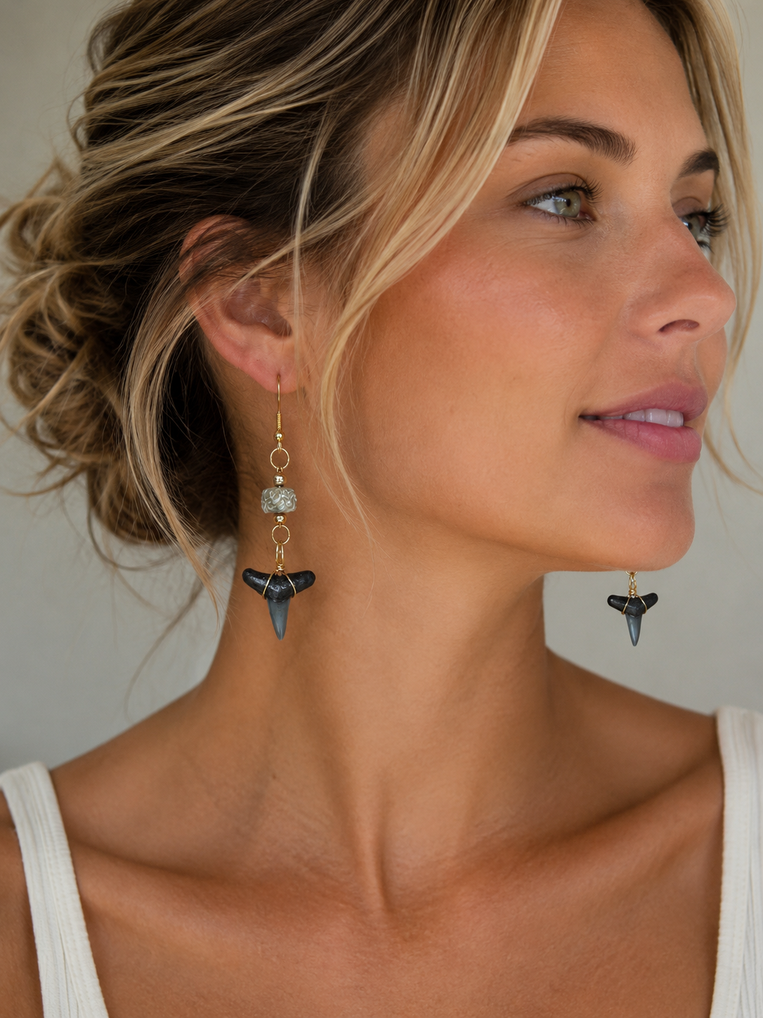 Luster & Lemon — Lemon Shark Tooth & Mother of Pearl Drop Earrings