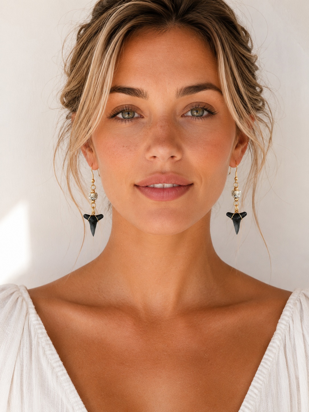 Luster & Lemon — Lemon Shark Tooth & Mother of Pearl Drop Earrings