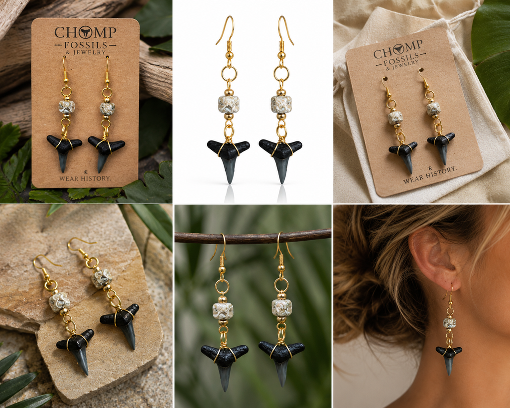 Luster & Lemon — Lemon Shark Tooth & Mother of Pearl Drop Earrings