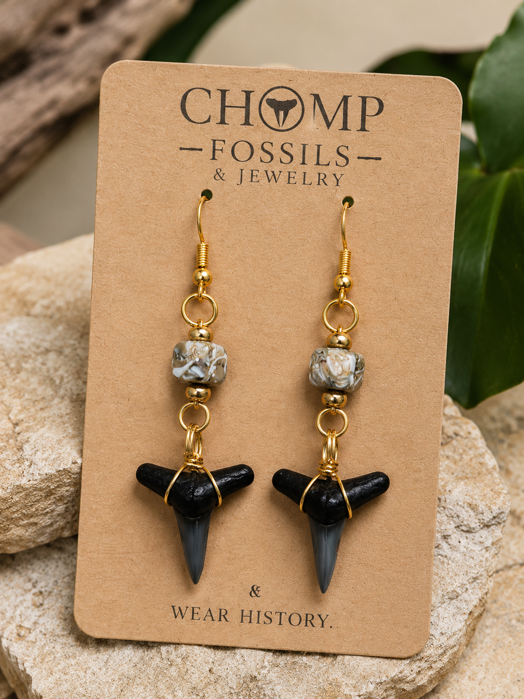 Luster & Lemon — Lemon Shark Tooth & Mother of Pearl Drop Earrings