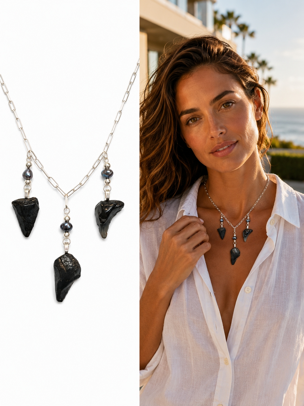 Undertow — Sterling Silver Triple Tooth Necklace, One of a Kind