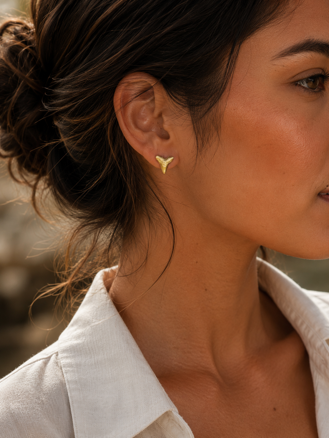 Gilded Pair — Gold Hand-Painted Shark Tooth Earrings