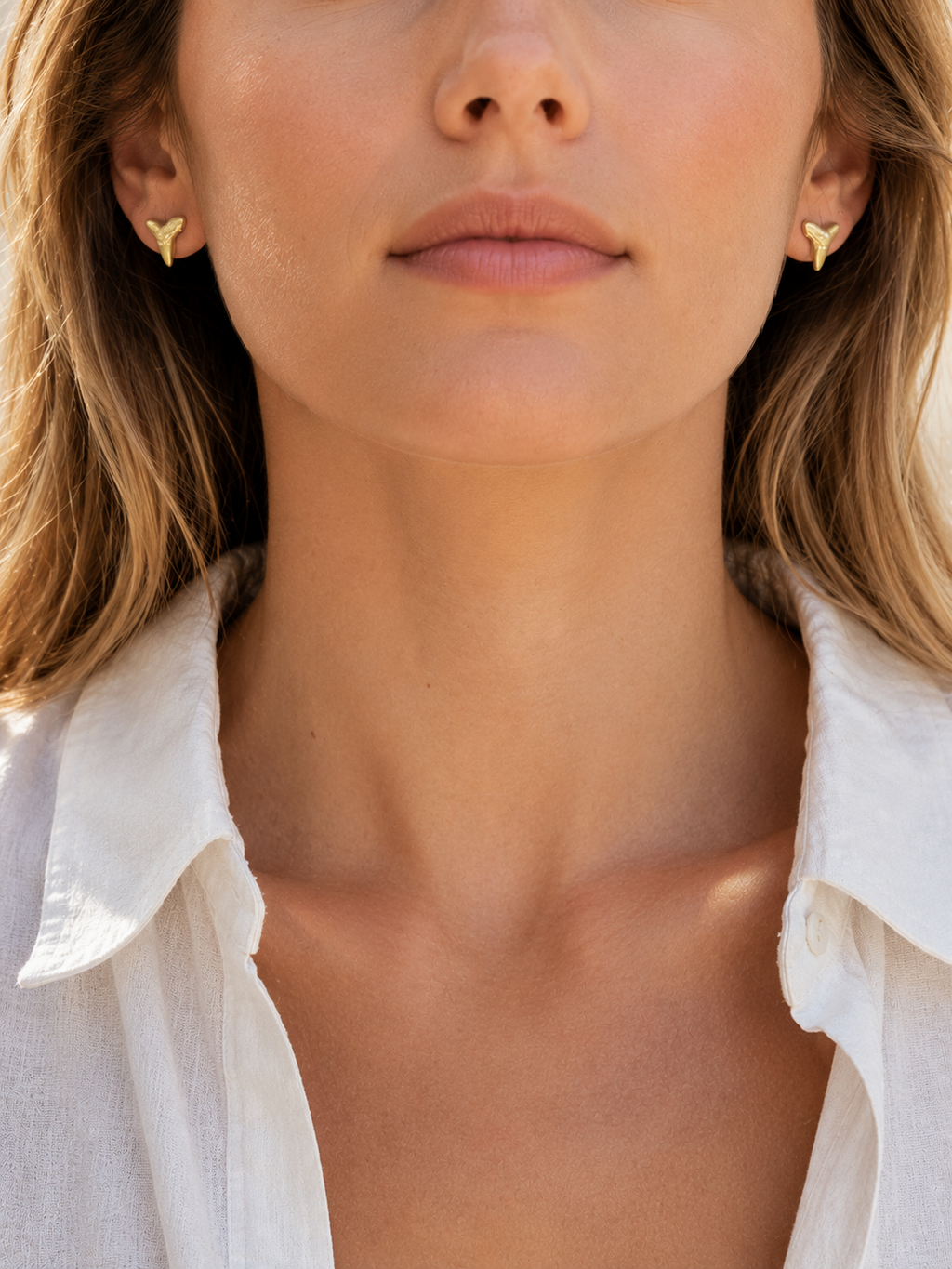 Gilded Pair — Gold Hand-Painted Shark Tooth Earrings