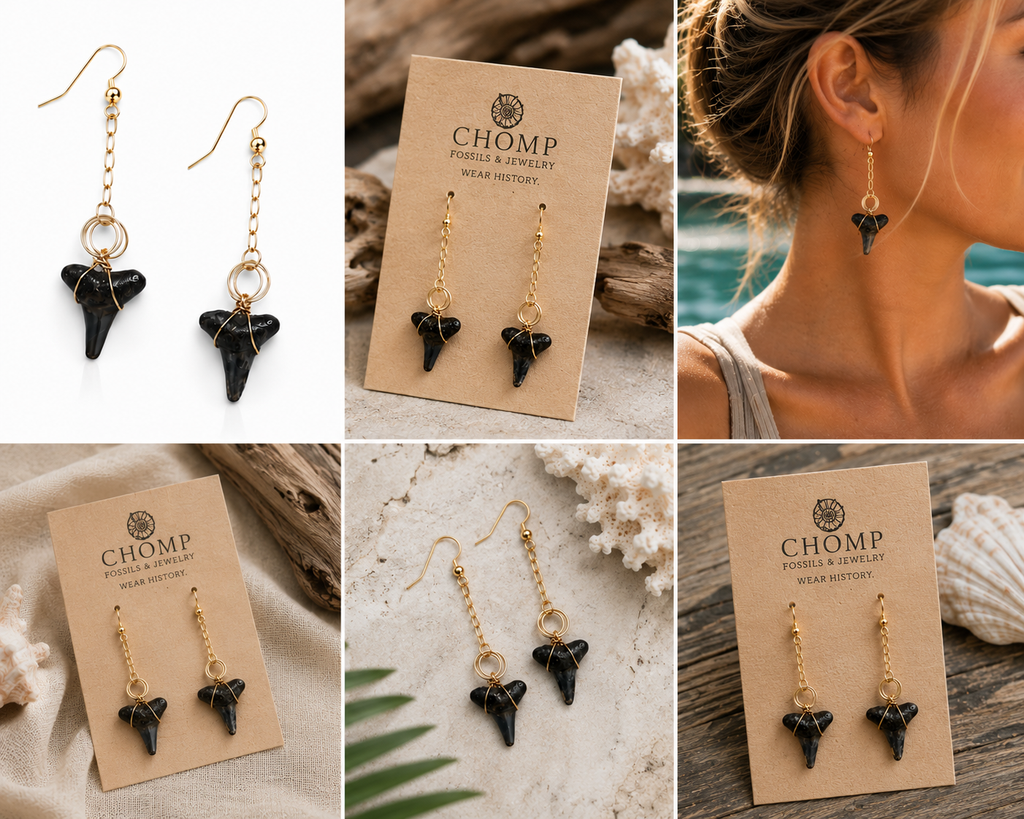 Adrift — Shark Tooth Chain Drop Earrings
