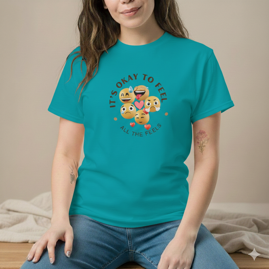 Its Okay Feel All The Feels Tee | Mental Health Inspirational Shirt | Unisex Graphic Tee