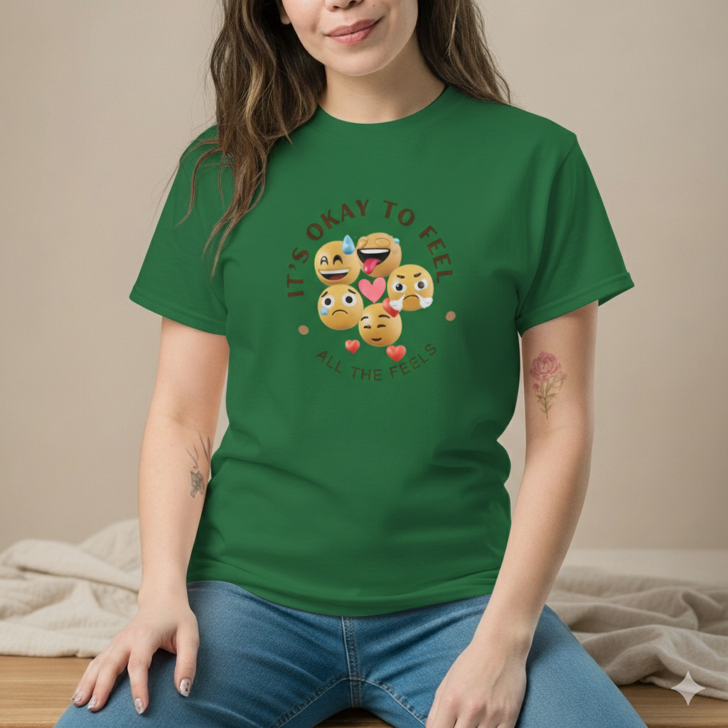 Its Okay Feel All The Feels Tee | Mental Health Inspirational Shirt | Unisex Graphic Tee