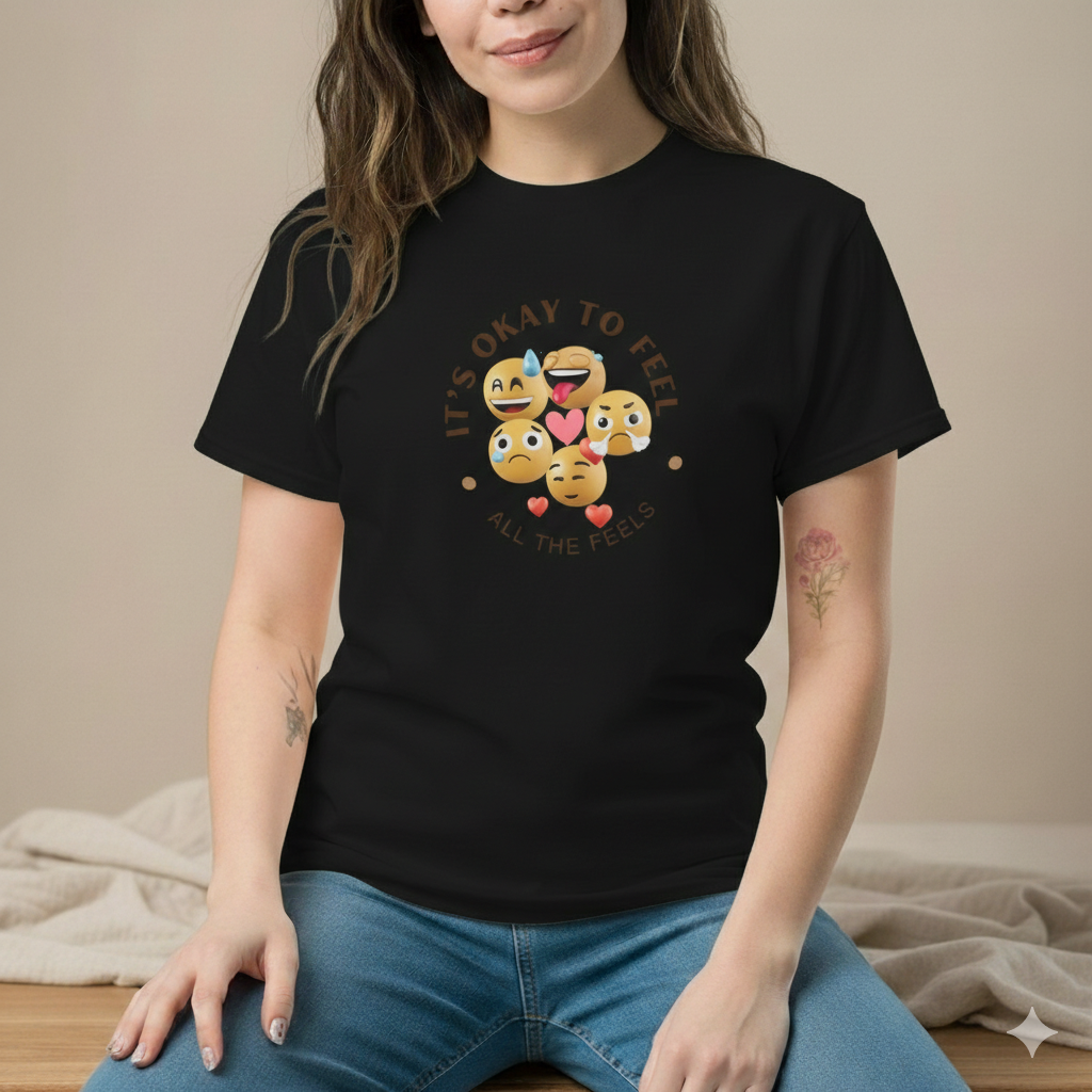Its Okay Feel All The Feels Tee | Mental Health Inspirational Shirt | Unisex Graphic Tee