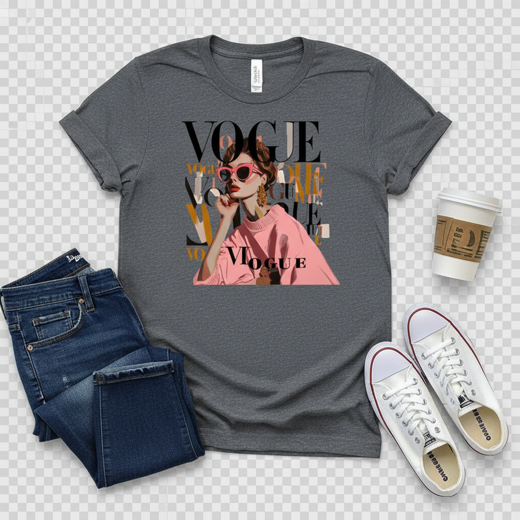 Retro “Vogue” Unisex Classic Tee – Vintage Streetwear Graphic T-Shirt | Confidently Her