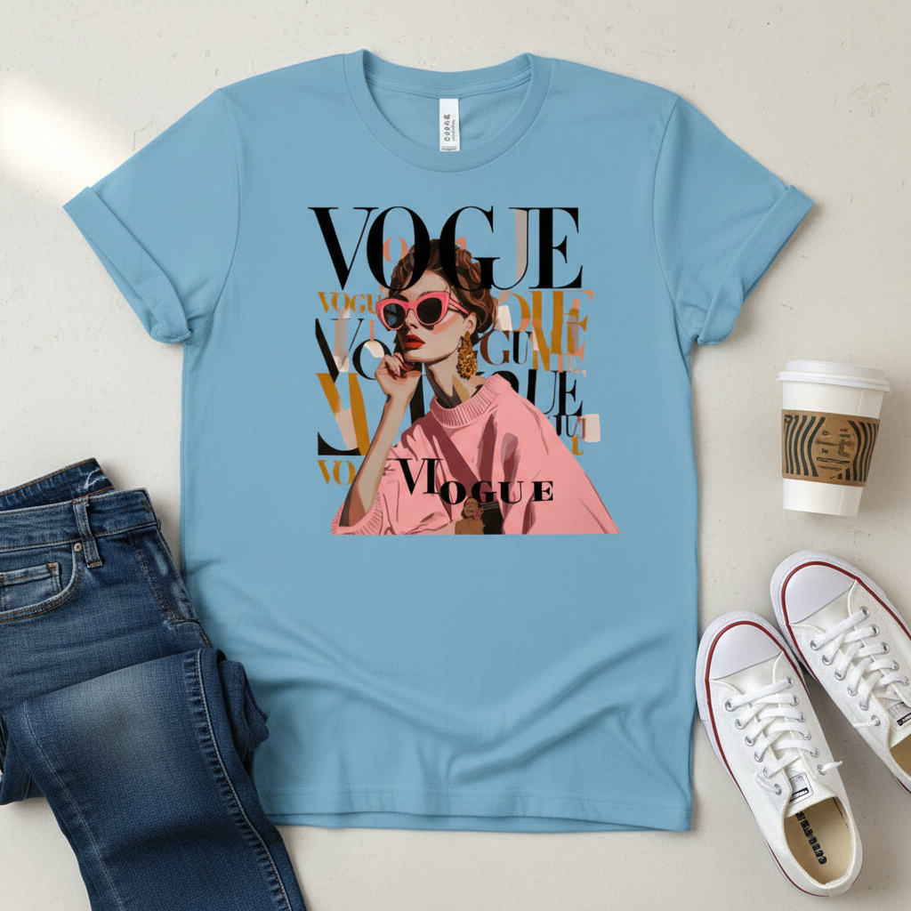 Retro “Vogue” Unisex Classic Tee – Vintage Streetwear Graphic T-Shirt | Confidently Her