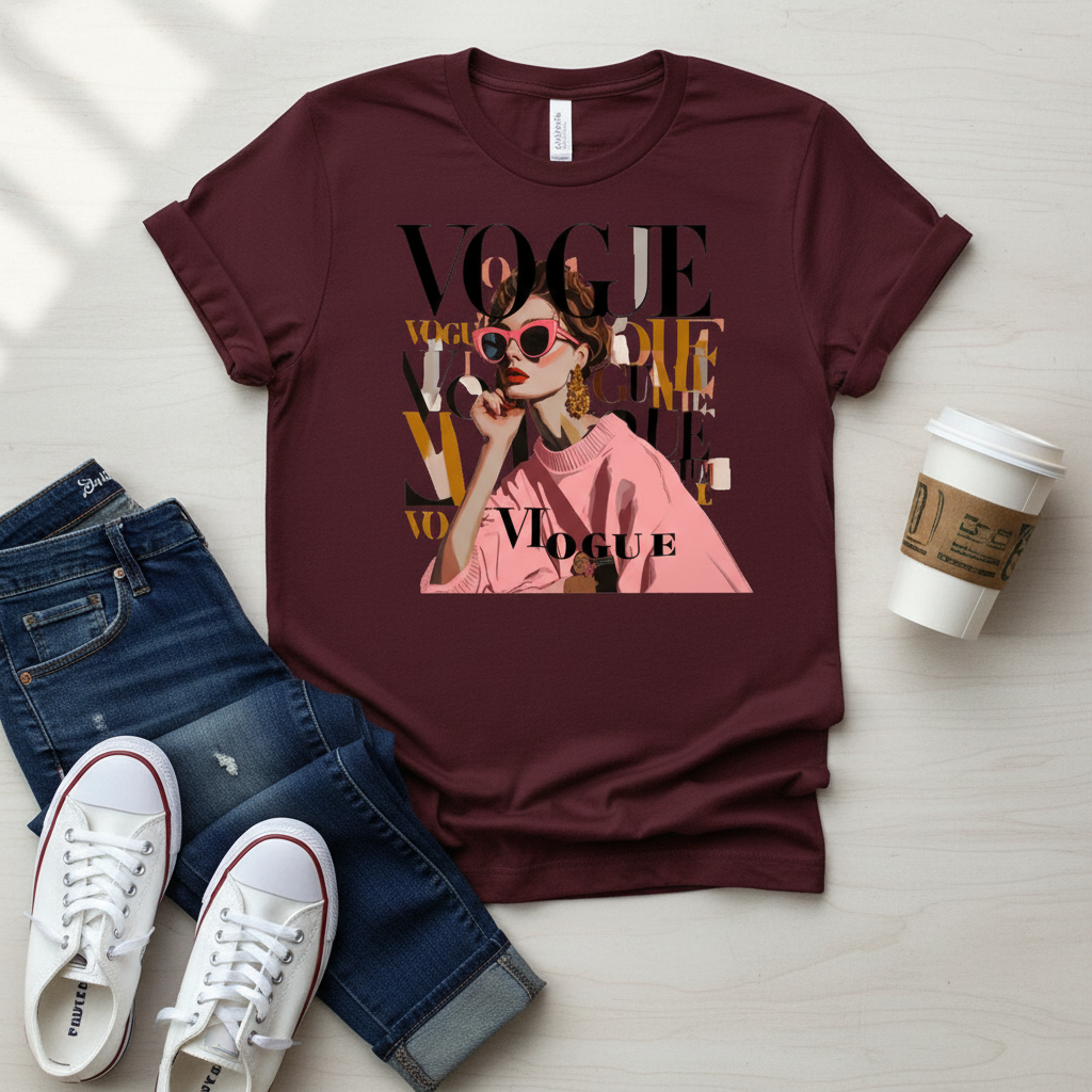 Retro “Vogue” Unisex Classic Tee – Vintage Streetwear Graphic T-Shirt | Confidently Her