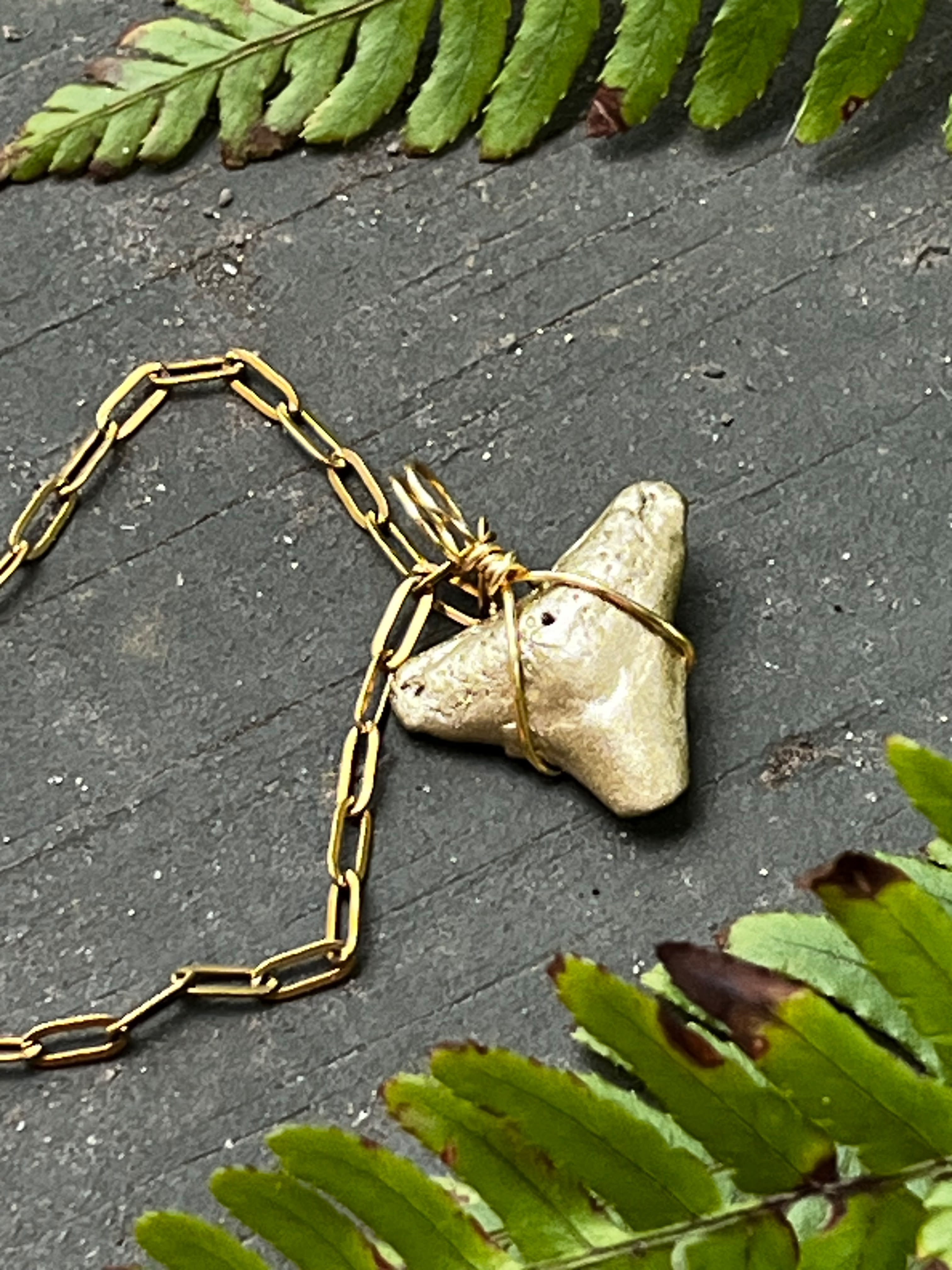 Shark Tooth Necklace | Gold Paperclip Chain | Fossil Tooth Jewelry | Venice Florida | Handmade | 16 or 18 Inch
