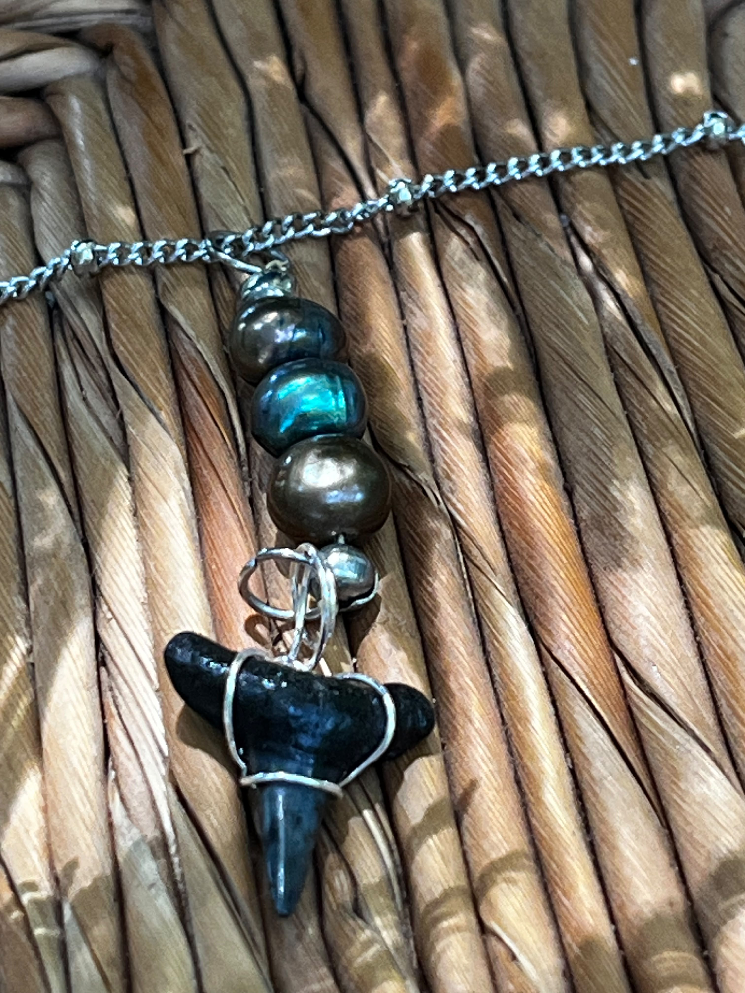 Beautifully Broken  Hastalis Fossil Shark Tooth & Morganite Necklace