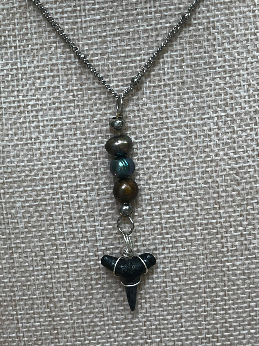 Beautifully Broken  Hastalis Fossil Shark Tooth & Morganite Necklace