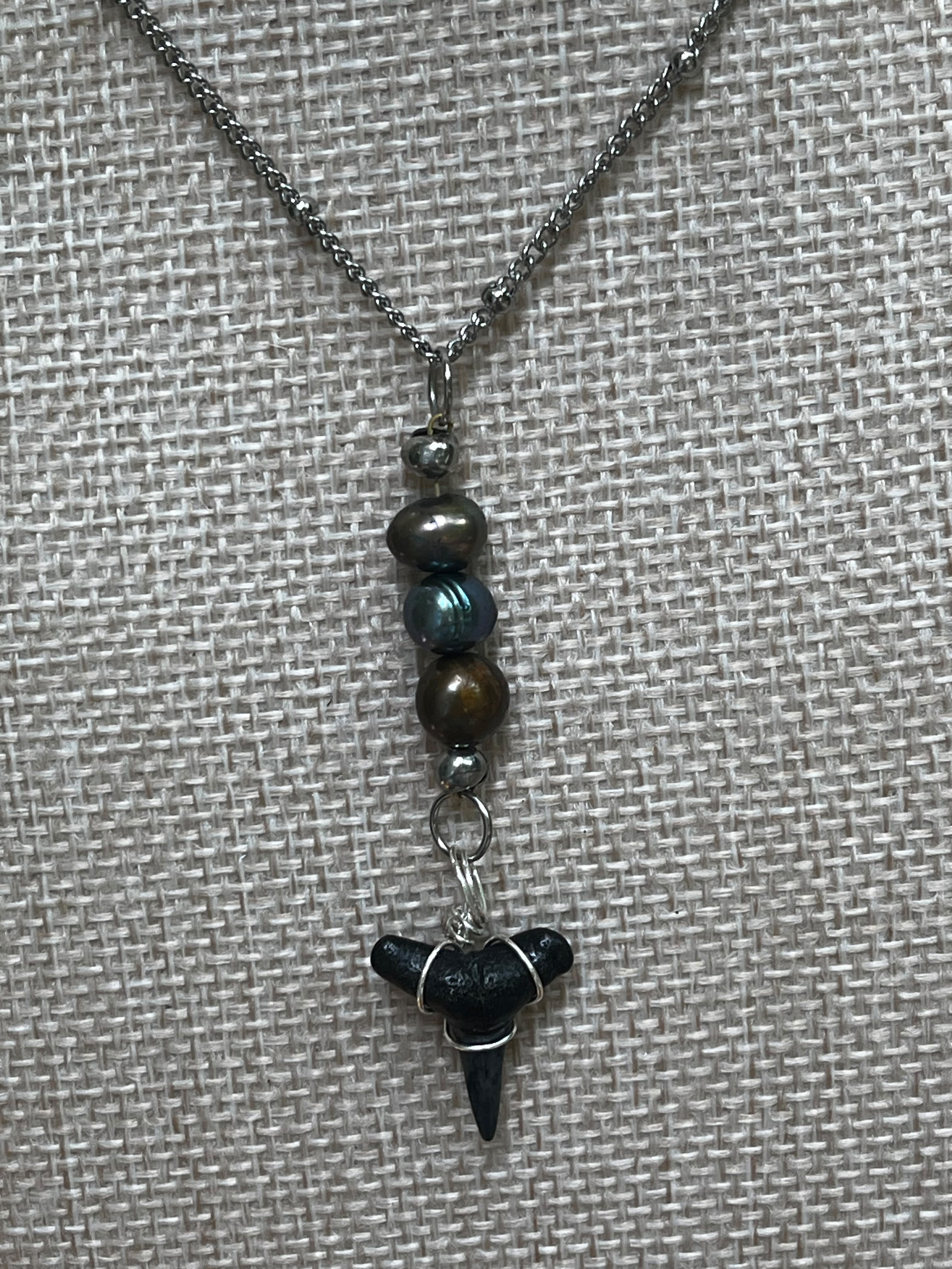 Beautifully Broken  Hastalis Fossil Shark Tooth & Morganite Necklace
