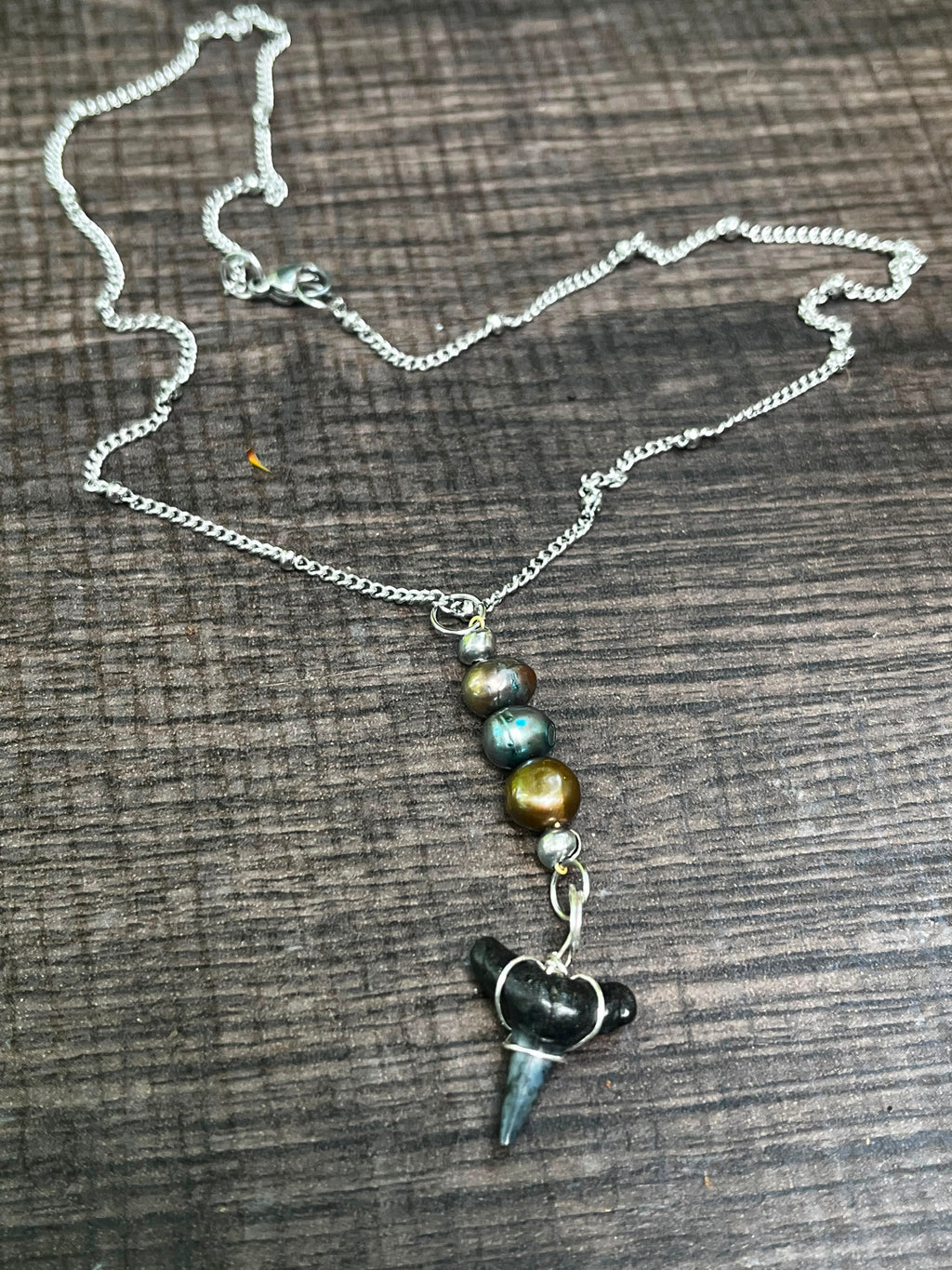 Beautifully Broken  Hastalis Fossil Shark Tooth & Morganite Necklace