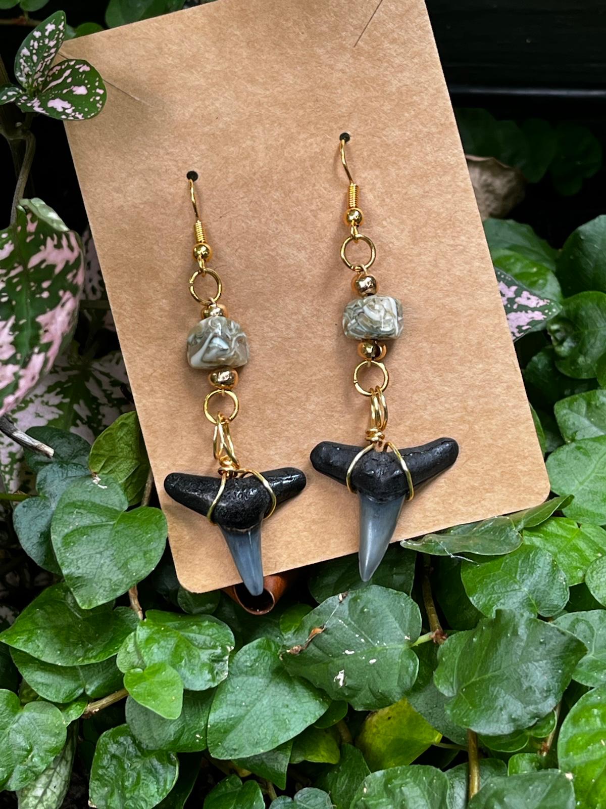 Luster & Lemon — Lemon Shark Tooth & Mother of Pearl Drop Earrings