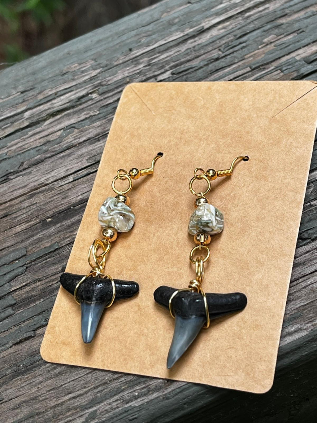 Luster & Lemon — Lemon Shark Tooth & Mother of Pearl Drop Earrings