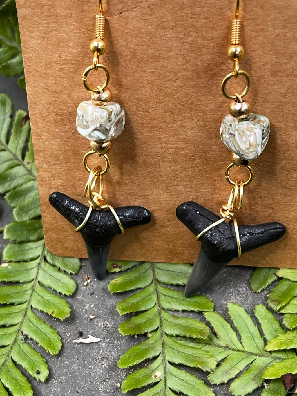 Luster & Lemon — Lemon Shark Tooth & Mother of Pearl Drop Earrings