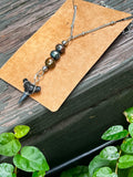 Silver Moon — Lemon Shark Tooth & Freshwater Pearl Necklace on Silver Chain