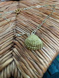 Golden Shore — Hand Painted Gold Seashell Necklace