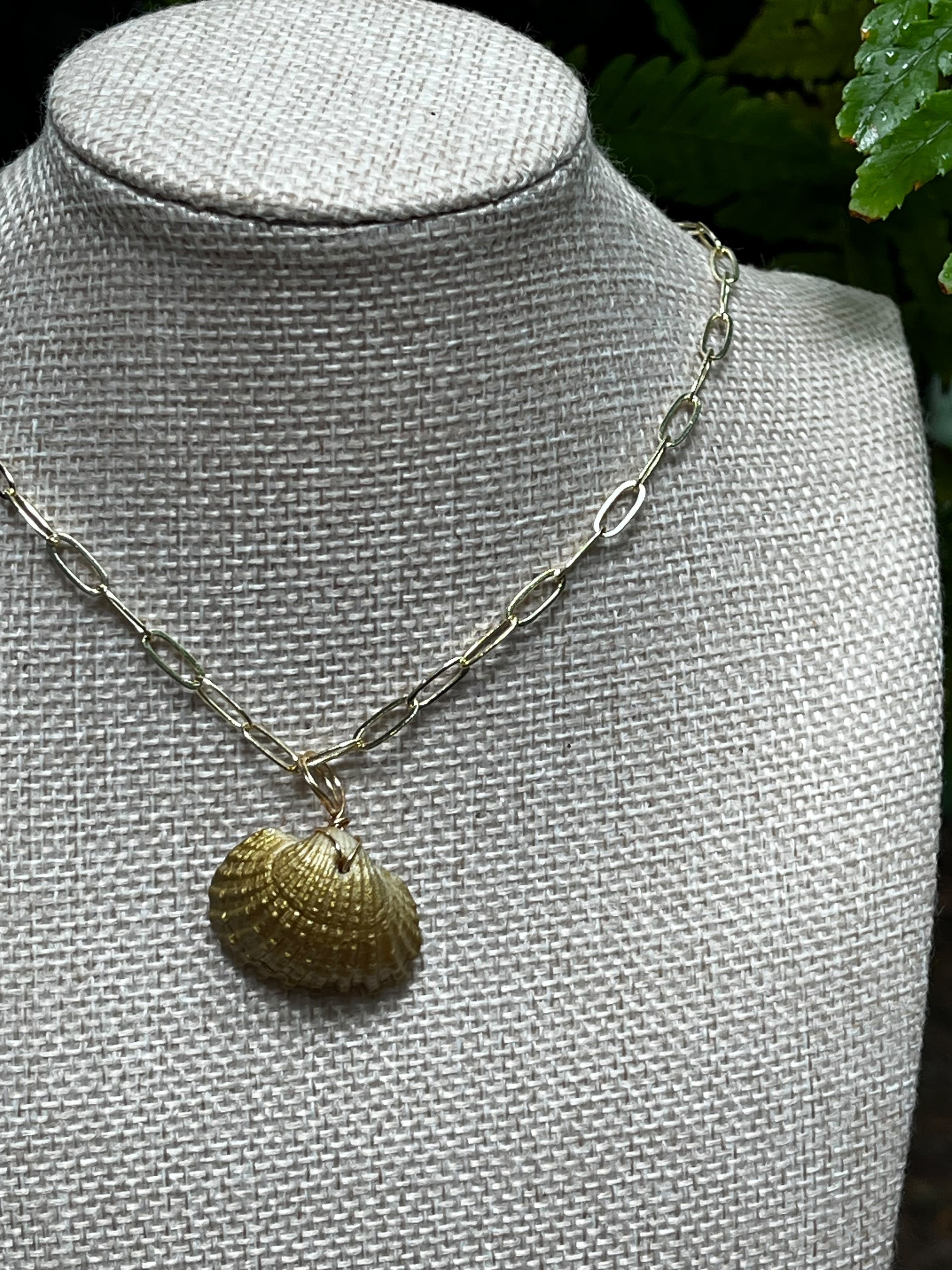 Golden Shore — Hand Painted Gold Seashell Necklace