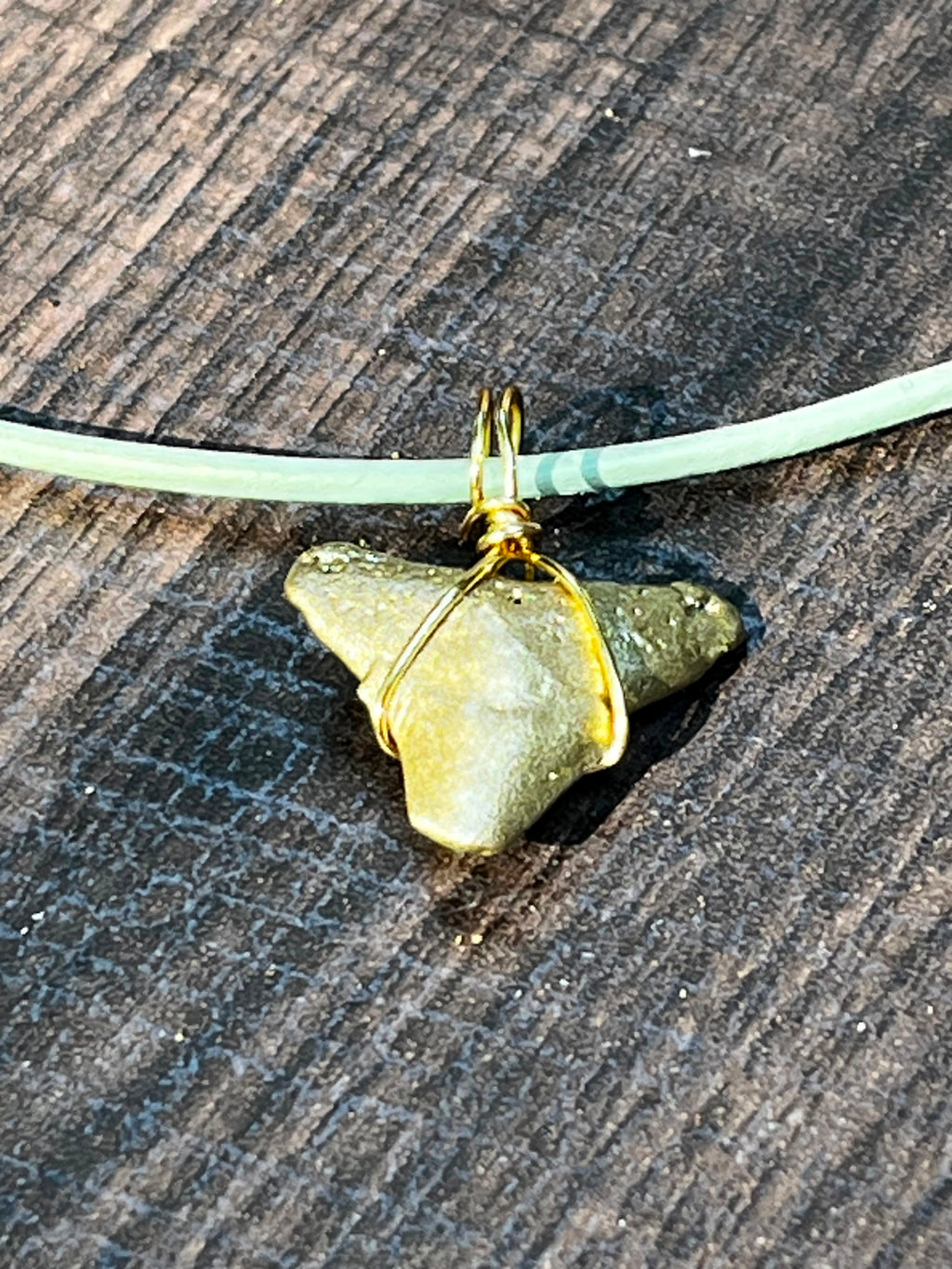 Shark Tooth Necklace | Turquoise Leather Cord | Fossil Tooth Jewelry | Venice Florida | Handmade | 16 or 18 Inch