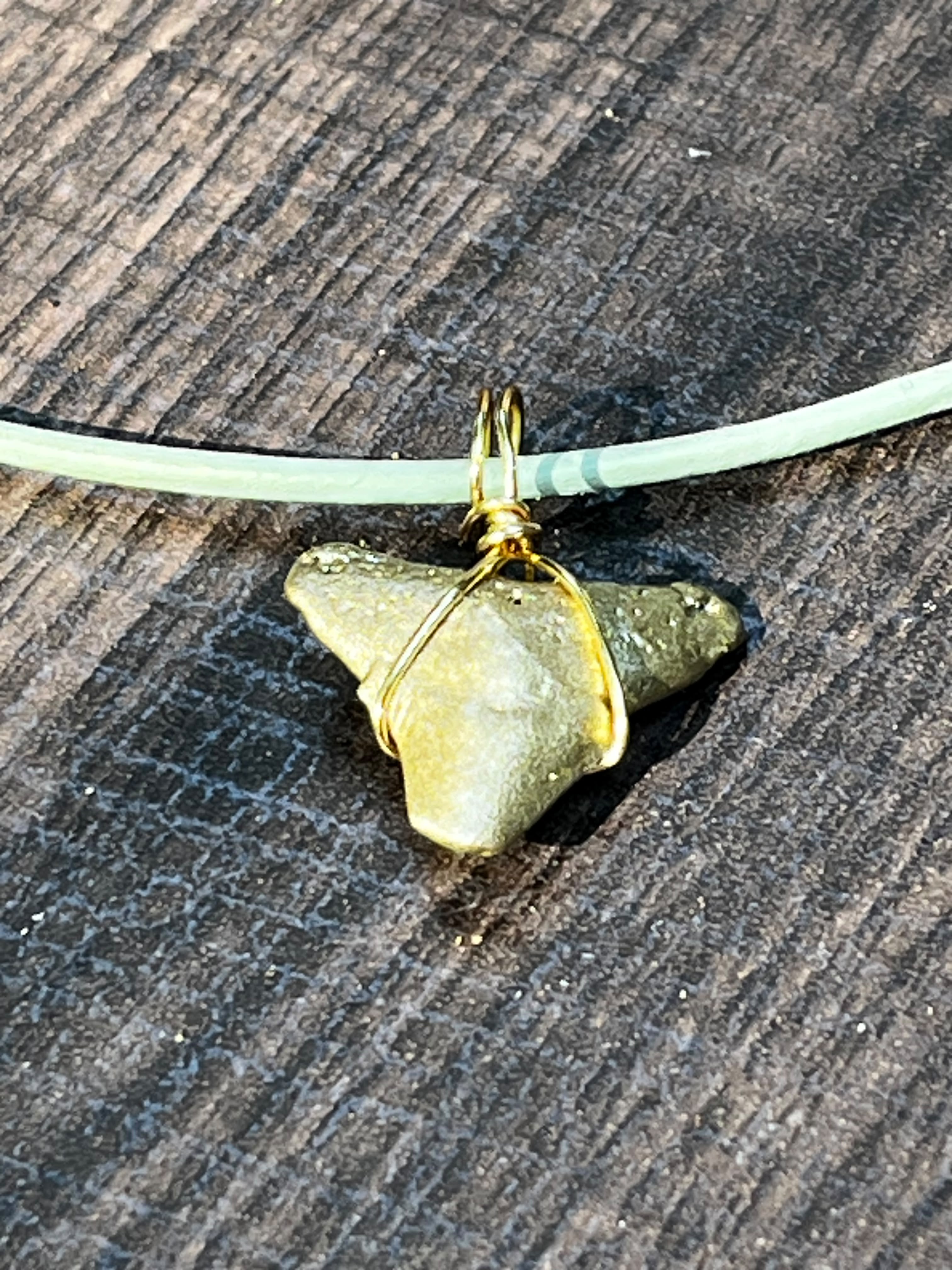 Shark Tooth Necklace | Turquoise Leather Cord | Fossil Tooth Jewelry | Venice Florida | Handmade | 16 or 18 Inch