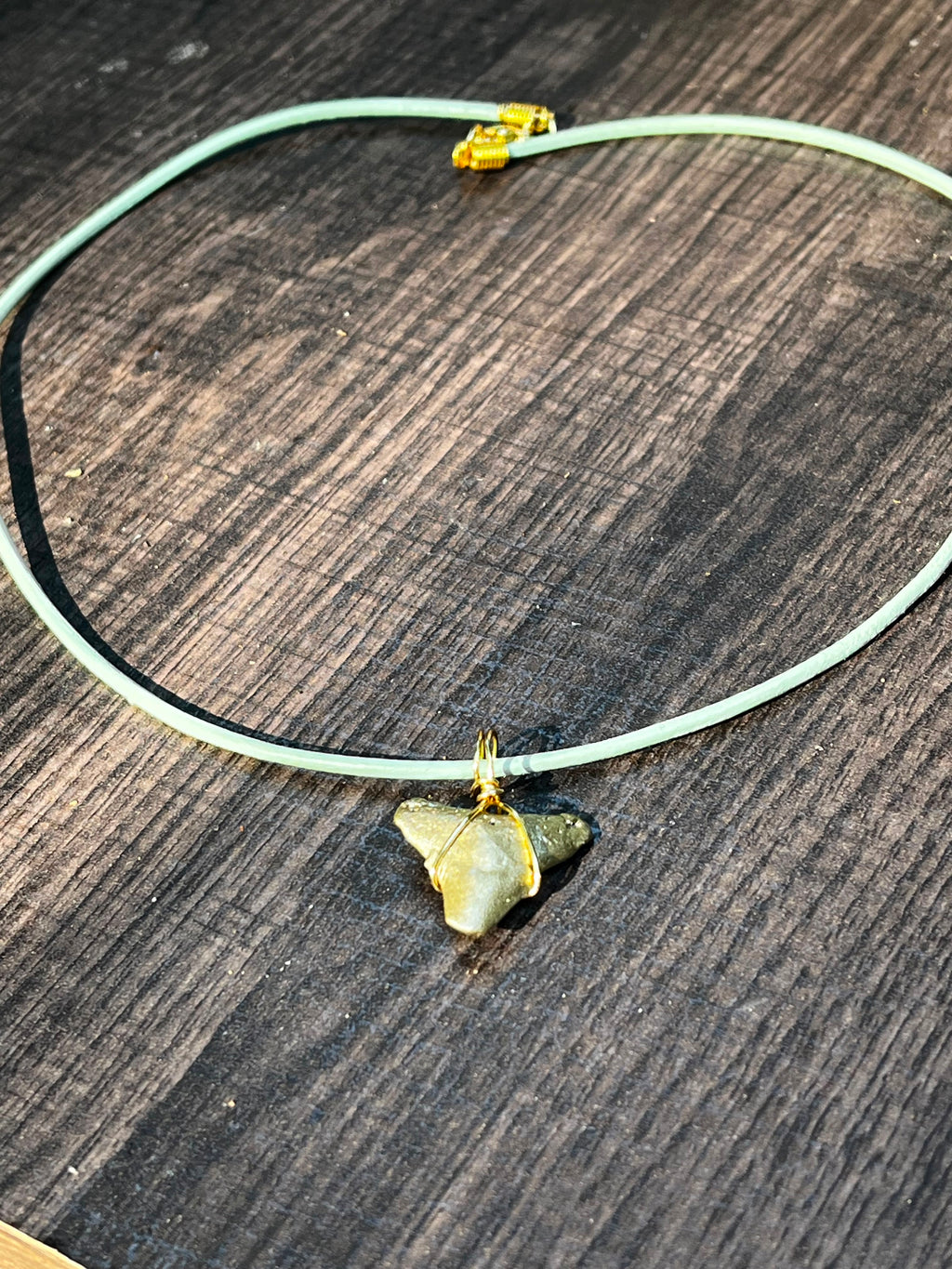 Shark Tooth Necklace | Turquoise Leather Cord | Fossil Tooth Jewelry | Venice Florida | Handmade | 16 or 18 Inch