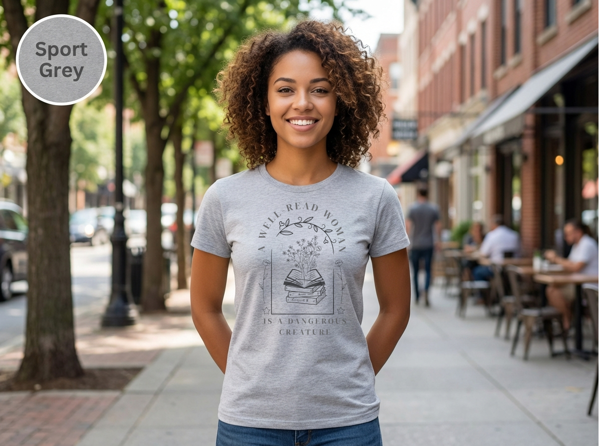 Well Read Woman Is a Dangerous Creature” Shirt – Book Lover Quote Tee, Cotton Tee
