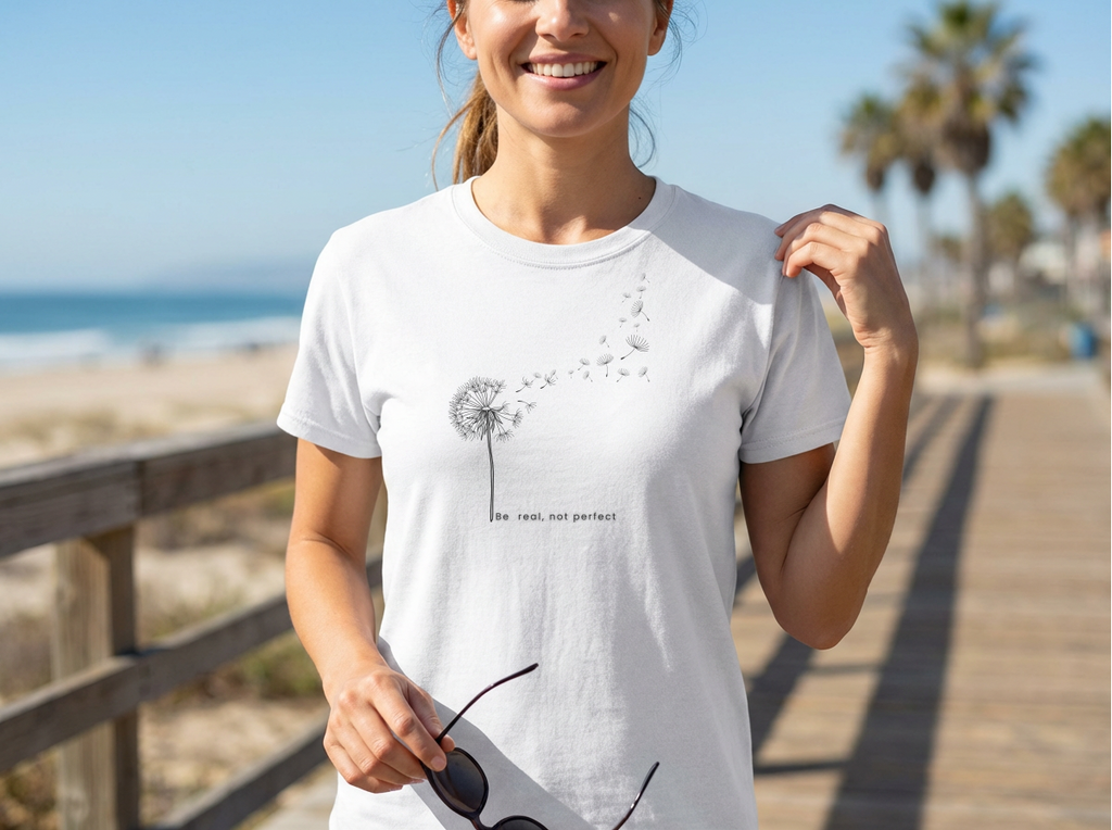 Confidence|Be Real Not Perfect Tee|Positive Mindset Shirt|Aesthetic Self Love Graphic